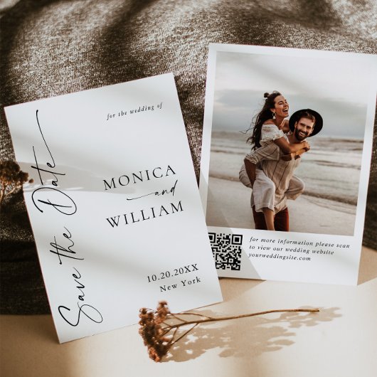 Eleganter QR-Code für Minimalistische Hochzeit 2 F Save The Date