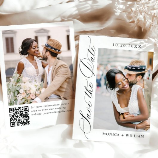 Eleganter QR-Code für Minimalistische Hochzeit 2 F Save The Date