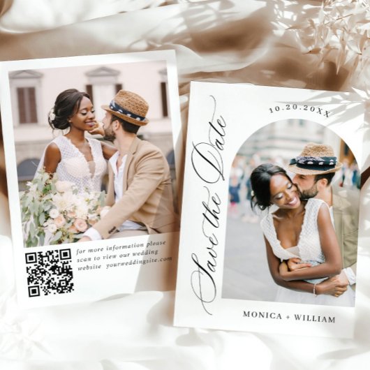 Eleganter QR-Code für Minimalistische Hochzeit 2 F Save The Date