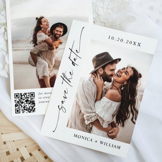 Eleganter QR-Code für Minimalistische Hochzeit 2 F Save The Date