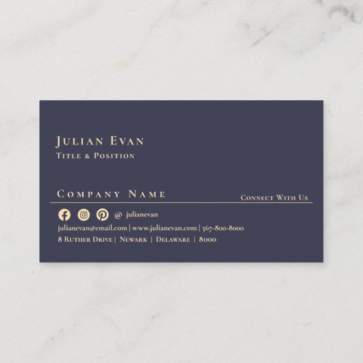 Eleganter QR-Code für Navy Blue und Gold Shiny Visitenkarte (Rückseite)