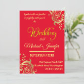 Eleganter QR-Code für Red and Gold Wedding Einladung (Stehend Vorderseite)