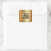 Eleganter QR-Code für Schwarz & Gold Scan Quadratischer Aufkleber (Tasche)