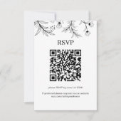 Eleganter QR-Code für Schwarz und Weiß bei Hochzei RSVP Karte (Vorderseite)