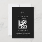 Eleganter QR-Code für Schwarz und Weiß-Hochzeit RSVP Karte (Vorderseite)