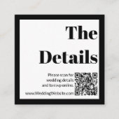 Eleganter QR-Code für Schwarz-Weiß-Hochzeiten Begleitkarte (Vorderseite)