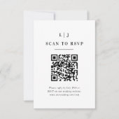 Eleganter QR-Code für Schwarz-Weiß-Hochzeiten RSVP Karte (Vorderseite)