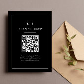 Eleganter QR-Code für Schwarz-Weiß-Hochzeiten RSVP Karte