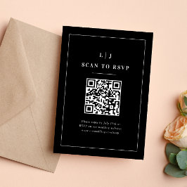 Eleganter QR-Code für Schwarz-Weiß-Hochzeiten RSVP Karte