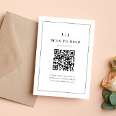 Eleganter QR-Code für Schwarz-Weiß-Hochzeiten RSVP Karte