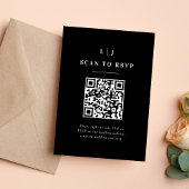 Eleganter QR-Code für Schwarz-Weiß-Hochzeiten RSVP Karte
