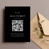 Eleganter QR-Code für Schwarz-Weiß-Hochzeiten RSVP Karte