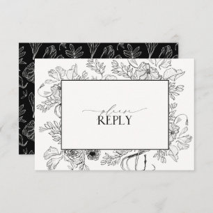 Eleganter QR-Code für Schwarz-weiße Hochzeiten RSVP Karte