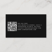 Eleganter QR-Code für Schwarze Monogramm-Skriptini Visitenkarte (Rückseite)