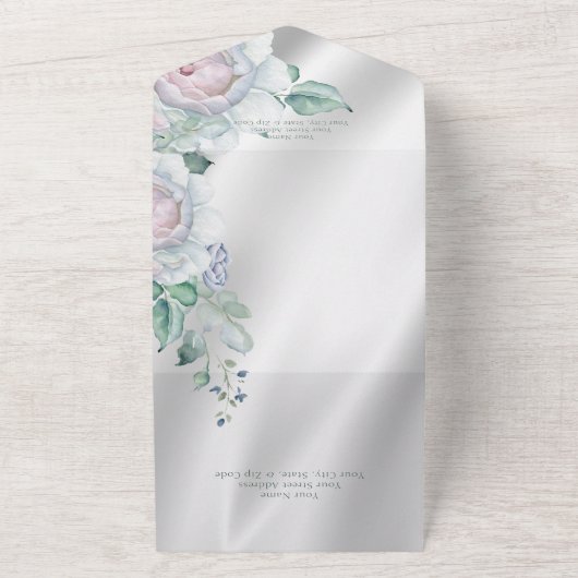 Eleganter QR-Code für weißes Satin und Pastel All In One Einladung (Außenbereich)