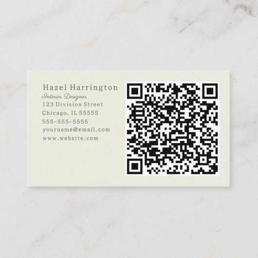 Eleganter QR Code Geschäftskarten neutral Visitenkarte (Rückseite)