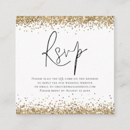 Eleganter QR Code Gold Glitzer Wedding RSVP Begleitkarte