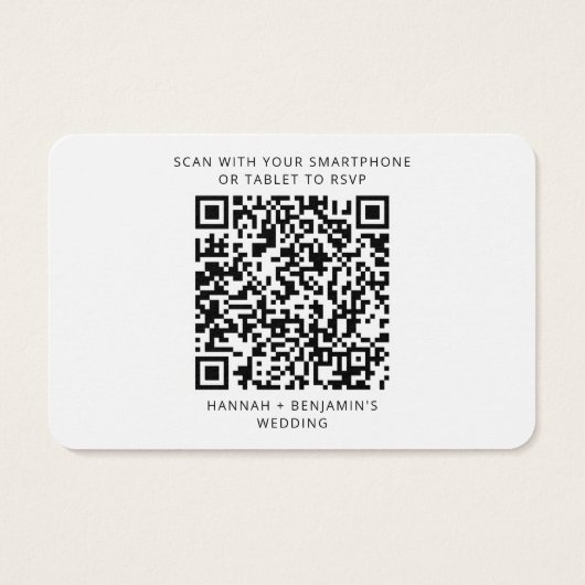 Eleganter QR Code Hochzeitkarte für RSVP-Gehäuse (Rückseite)