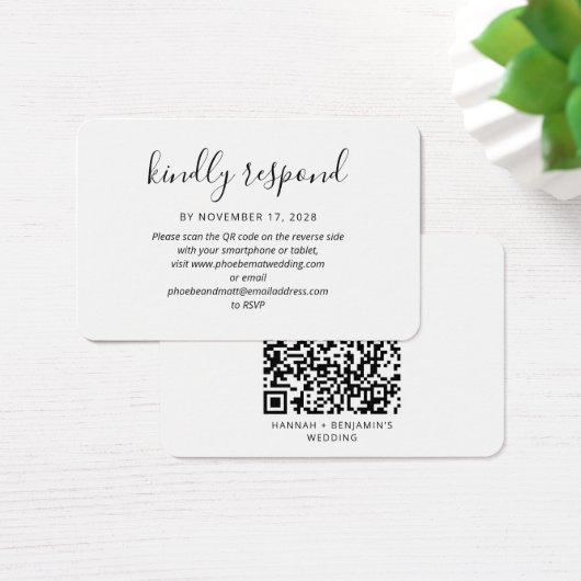 Eleganter QR Code Hochzeitkarte für RSVP-Gehäuse (Schreibtisch)
