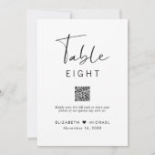 Eleganter QR-Code Hochzeitsempfang Tischnummer (Rückseite)