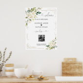 Eleganter QR Code Hochzeitungs-Begrüßungszeichen Poster (Küche)