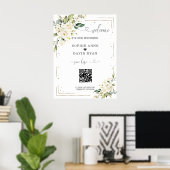 Eleganter QR Code Hochzeitungs-Begrüßungszeichen Poster (Heimbüro)