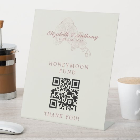Eleganter QR Code Honeymoon Fund Wedding Sign Sockelschild (In Situ)