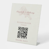 Eleganter QR Code Honeymoon Fund Wedding Sign Sockelschild (Vorderseite)