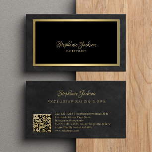 Eleganter QR-Code in schwarz und gold Visitenkarte
