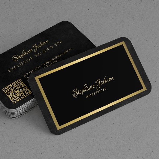 Eleganter QR-Code in schwarz und gold Visitenkarte
