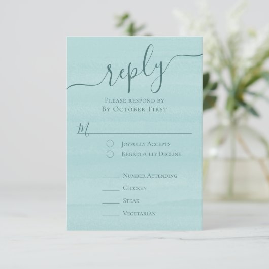 Eleganter QR-Code Klassischer UAWG Türkis RSVP Karte (Stehend Vorderseite)