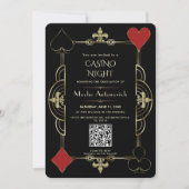 Eleganter QR Code Las Vegas Casino Night Abschluss Einladung (Vorderseite)