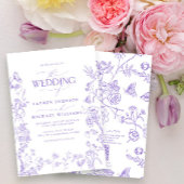 Eleganter QR Code Lavender Chinoiserie Wedding Einladung