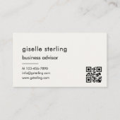 Eleganter QR Code Minimalistisch Monogram Visitenkarte (Rückseite)