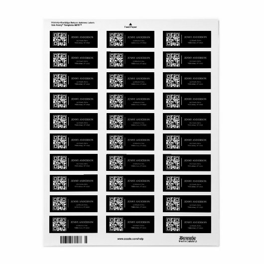 Eleganter QR-Code Minimalistische Rücksendeadresse (Vorne)