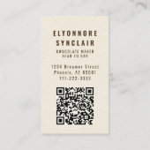 Eleganter QR-Code mit geprägter Schokoladen-Textur Visitenkarte (Rückseite)