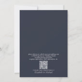 Eleganter QR Code Navy Blue Classic Monogram Weddi Einladung (Rückseite)