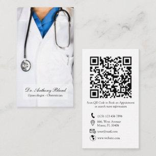 Eleganter QR-Code OBGYN Obstetrician Gynecologist Visitenkarte
