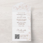 Eleganter QR Code Peach Wedding All In One Einladung (Innen Boden)