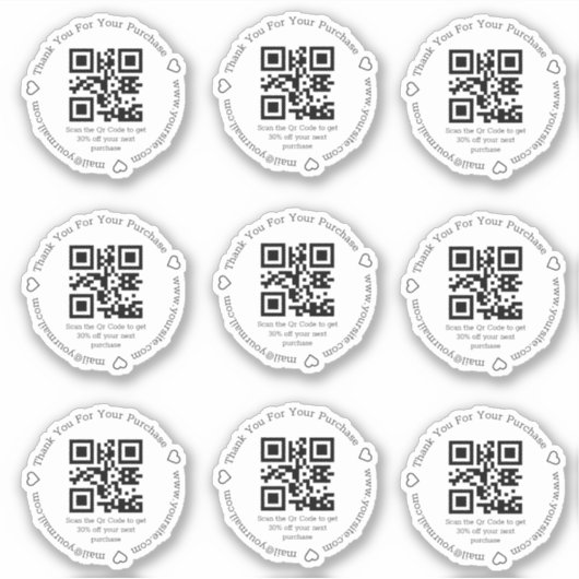 eleganter qr Code Rabatt für kleine Unternehmen Vi Aufkleber (Vorderseite)