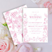 Eleganter QR Code Rosa Chinoiserie Hochzeit Einladung