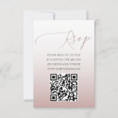 Eleganter QR Code Rose Gold Einfache UAWG Hochzeit RSVP Karte (Vorderseite)
