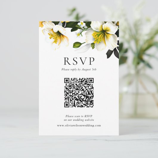 Eleganter QR-Code RSVP Karte (Stehend Vorderseite)