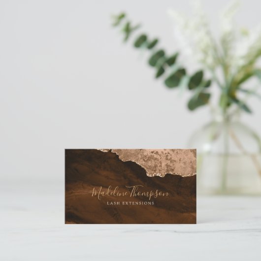 Eleganter QR Code Rust Gold Marble Agate Geode Visitenkarte (Stehend Vorderseite)