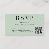 Eleganter QR Code Sage Wedding RSVP Begleitkarte (Vorderseite)