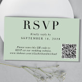 Eleganter QR Code Sage Wedding RSVP Begleitkarte