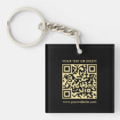 Eleganter QR-Code Schwarz und Gold, doppelseitiger Schlüsselanhänger (Vorderseite)