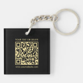 Eleganter QR-Code Schwarz und Gold, doppelseitiger Schlüsselanhänger (Rückseite)