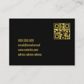 Eleganter qr-Code Schwarz und Gold modern Visitenkarte (Rückseite)
