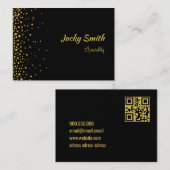 Eleganter qr-Code Schwarz und Gold modern Visitenkarte (Vorne/Hinten)